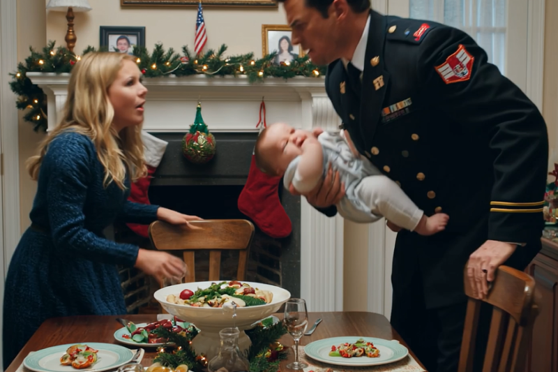 My sister slapped my baby at Christmas dinner and said I was “overreacting.” Everyone just sat there, stunned. But then my military-commander husband stood up