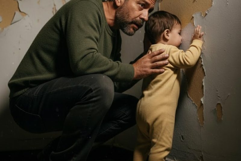 A father discovers that his one-year-old son keeps staring at the wall, and is surprised to hear three words.