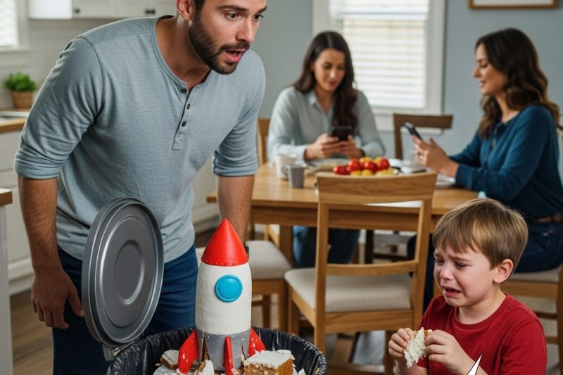 I had been preparing for my son Oliver’s seventh birthday for weeks. As a single father, the budget was always tight, but for this milestone, I wanted everything to feel magical. I scraped together overtime pay to afford custom blue-and-gold decorations and the centerpiece: a bespoke chocolate cake shaped like a vintage rocket ship. It cost more than my weekly grocery budget, but the anticipation in Oliver’s eyes when we ordered it was worth every cent….