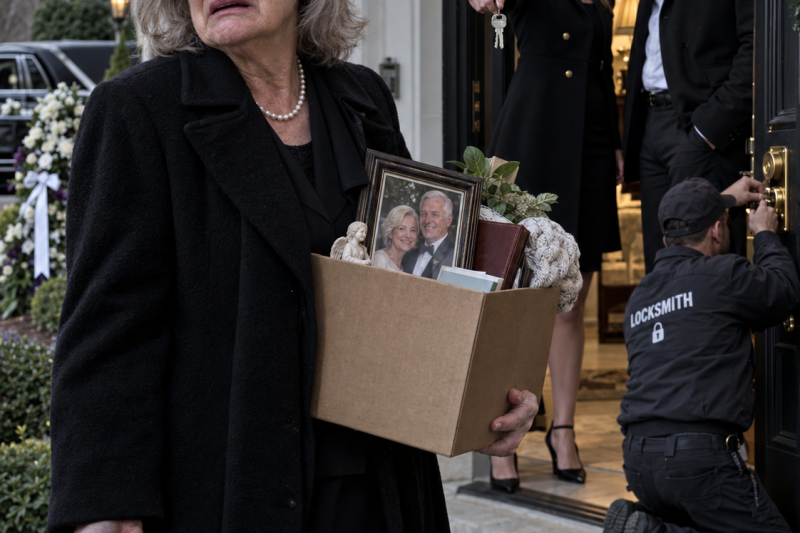 MY DAUGHTER CHANGED THE LOCKS WHILE I WAS AT HER FATHER’S FUNERAL — THEN THE LAWYER READ ONE SENTENCE THAT MADE HER DROP THE KEYS