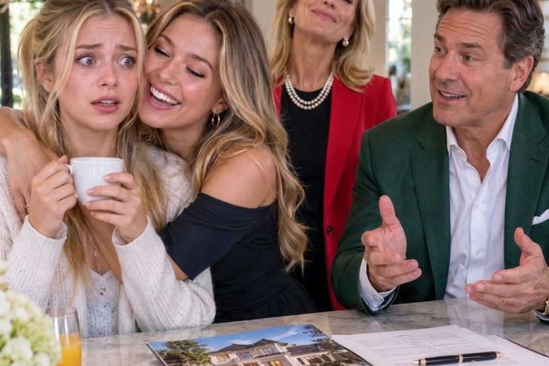 At breakfast, my sister hugged me and whispered, “Thank you for the house!” I nearly dropped my coffee. Mom smiled. Dad calmly added, “I already signed the $1.4 million purchase with your inheritance.”