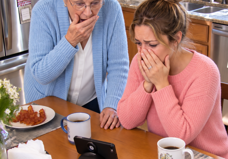 My sister called at 6:30 a.m. and said, “Mom d!ed last night.” I looked across the kitchen—Mom was sitting three feet away, drinking my coffee and stealing bacon from my plate.