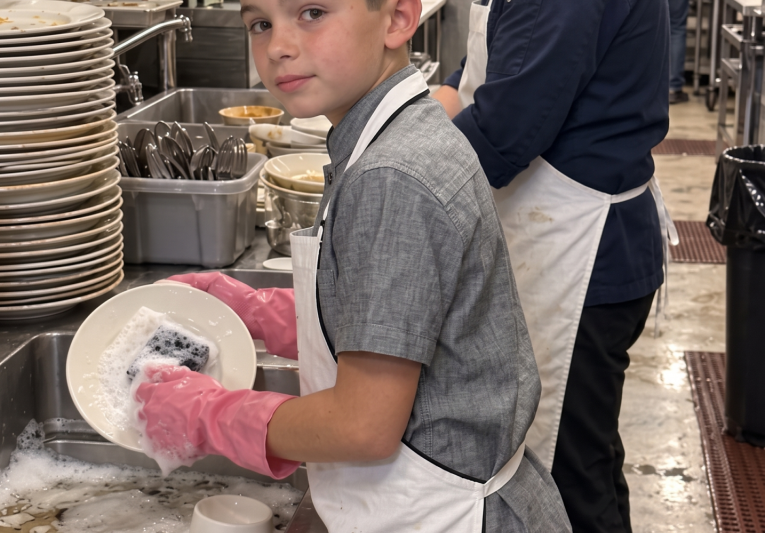 My 13-year-old son secretly took a job washing dishes, and I had no idea why. Then his boss called me and said, “Do you know what he does with every paycheck?! Everything that boy has told you about the money is a lie.”