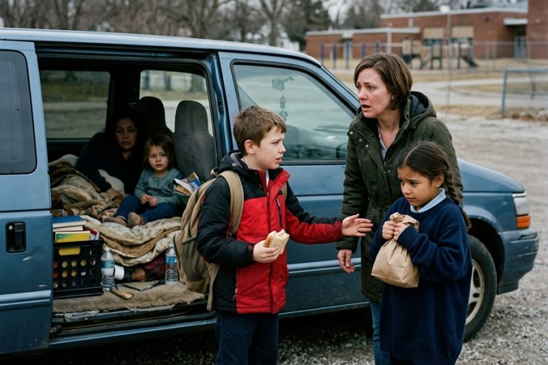 MY 10-YEAR-OLD SON ASKED ME TO PACK TWO LUNCHES EVERY MORNING. AFTER SIX WEEKS, I FOLLOWED HIM AFTER SCHOOL — AND WHEN THE VAN DOOR OPENED, I FINALLY UNDERSTOOD WHERE THE SECOND LUNCH WAS GOING… 😢