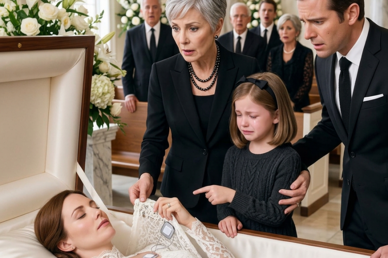 My Healthy 36-Year-Old Daughter P@ssed Away Unexpectedly, but Her Husband Wanted to Follow Her Final Arrangements Without Delay. At the Funeral, My 8-Year-Old Granddaughter Whispered, “Grandma, Mommy Said There’s Something You Need to Notice About Her Dress.” When I Stepped Closer to the Casket, His Expression Changed—and the Funeral Director Quietly Asked Everyone to Remain Inside.