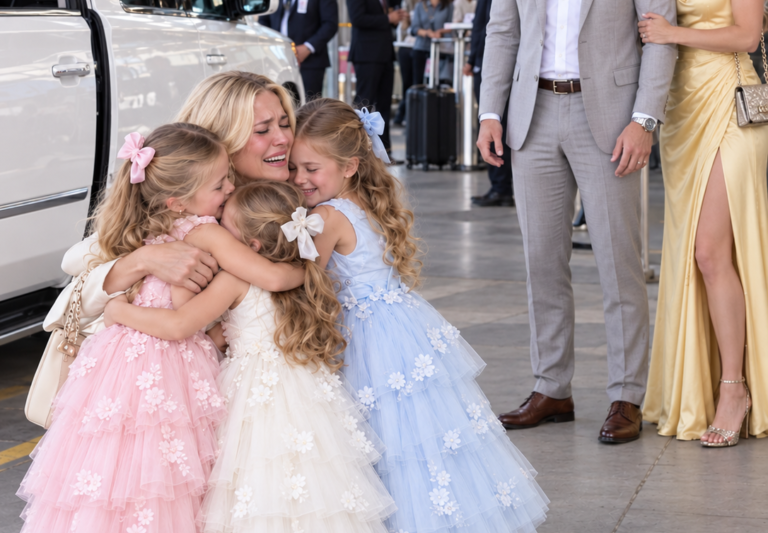 Five Years After Our Divorce, My Billionaire Ex-Husband Sat Beside Me in First Class to Remind Me What I’d Lost—But When We Landed, Three Little Girls Ran From a Bentley Into My Arms, Calling “Mom!” And He Went Silent